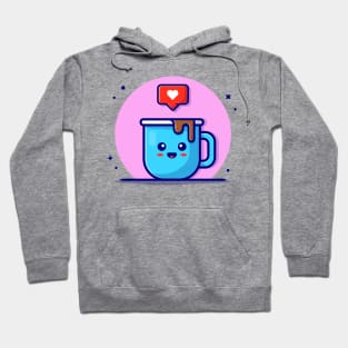 Cute Coffee With Love Sign Cartoon Vector Icon Illustration Hoodie